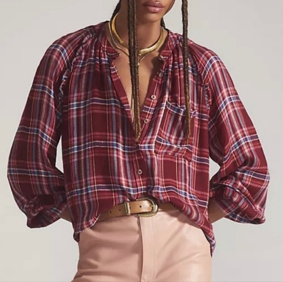 Anthropologie Plaid Flannel Shirt Size XXS - Picture 1 of 8